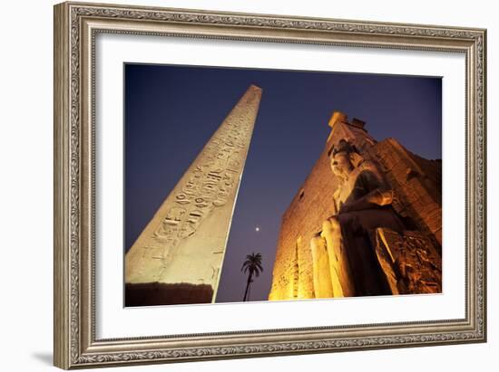 Ramses Statue and Obelisk at the Entrance to the Luxor Temple Complex-Alex Saberi-Framed Photographic Print