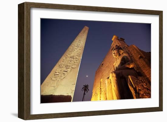 Ramses Statue and Obelisk at the Entrance to the Luxor Temple Complex-Alex Saberi-Framed Photographic Print