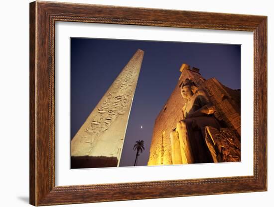 Ramses Statue and Obelisk at the Entrance to the Luxor Temple Complex-Alex Saberi-Framed Photographic Print