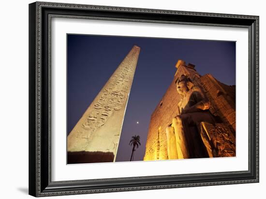 Ramses Statue and Obelisk at the Entrance to the Luxor Temple Complex-Alex Saberi-Framed Photographic Print