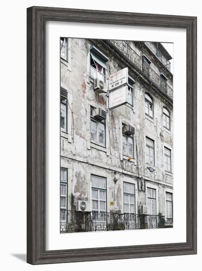 Ramshackle Apartment Building with Alarm System, Baixa District, Lisbon, Portugal-Axel Schmies-Framed Photographic Print