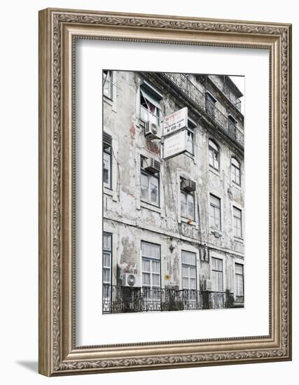Ramshackle Apartment Building with Alarm System, Baixa District, Lisbon, Portugal-Axel Schmies-Framed Photographic Print