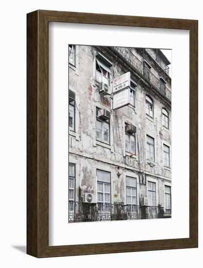 Ramshackle Apartment Building with Alarm System, Baixa District, Lisbon, Portugal-Axel Schmies-Framed Photographic Print