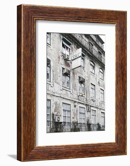 Ramshackle Apartment Building with Alarm System, Baixa District, Lisbon, Portugal-Axel Schmies-Framed Photographic Print