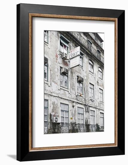 Ramshackle Apartment Building with Alarm System, Baixa District, Lisbon, Portugal-Axel Schmies-Framed Photographic Print