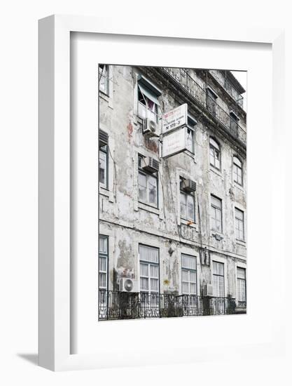 Ramshackle Apartment Building with Alarm System, Baixa District, Lisbon, Portugal-Axel Schmies-Framed Photographic Print