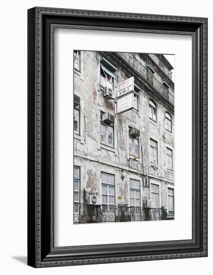 Ramshackle Apartment Building with Alarm System, Baixa District, Lisbon, Portugal-Axel Schmies-Framed Photographic Print