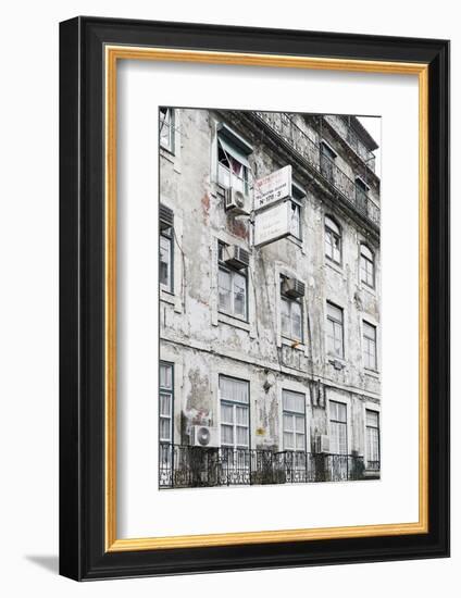 Ramshackle Apartment Building with Alarm System, Baixa District, Lisbon, Portugal-Axel Schmies-Framed Photographic Print