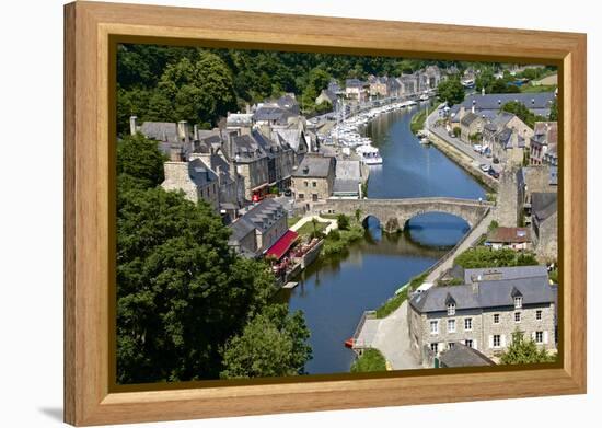 Rance River Valley and Dinan Harbour with the Stone Bridge, Dinan, Brittany, France, Europe-Guy Thouvenin-Framed Premier Image Canvas