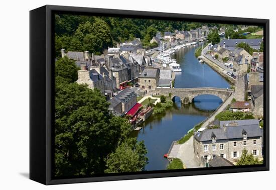 Rance River Valley and Dinan Harbour with the Stone Bridge, Dinan, Brittany, France, Europe-Guy Thouvenin-Framed Premier Image Canvas
