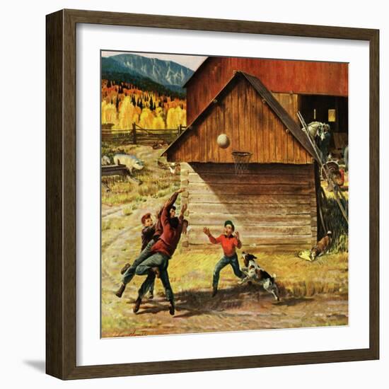 "Ranch Basketball", November 11, 1950-John Clymer-Framed Giclee Print