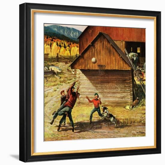 "Ranch Basketball", November 11, 1950-John Clymer-Framed Giclee Print