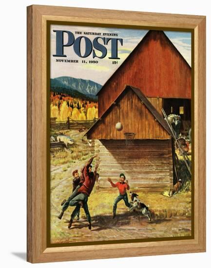 "Ranch Basketball" Saturday Evening Post Cover, November 11, 1950-John Clymer-Framed Premier Image Canvas