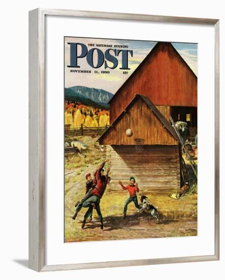 "Ranch Basketball" Saturday Evening Post Cover, November 11, 1950-John Clymer-Framed Giclee Print