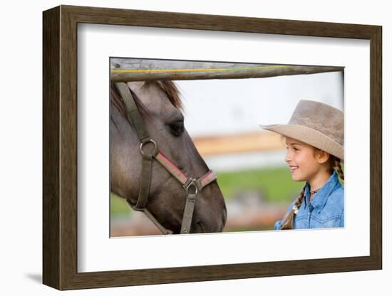 Ranch - Lovely Girl with Horse on the Ranch, Horse Whisperer-Gorilla-Framed Photographic Print