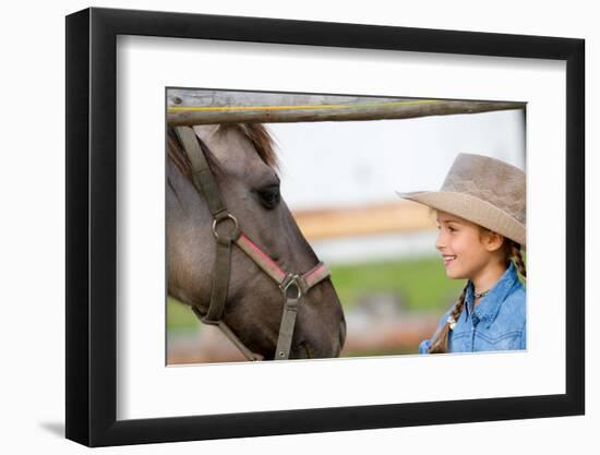 Ranch - Lovely Girl with Horse on the Ranch, Horse Whisperer-Gorilla-Framed Photographic Print