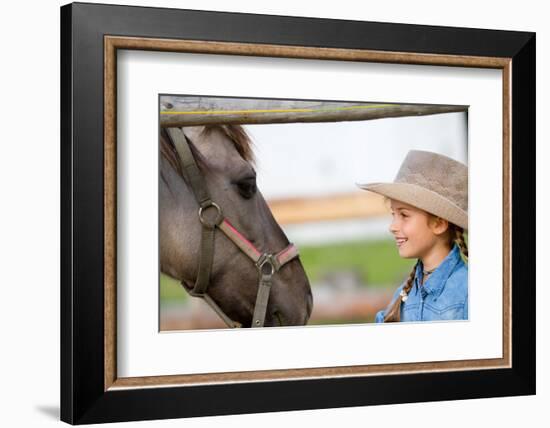 Ranch - Lovely Girl with Horse on the Ranch, Horse Whisperer-Gorilla-Framed Photographic Print