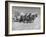 Rancher Dragging Mound of Hay to Feed His Beef Cattle at the Abbott Ranch-Bernard Hoffman-Framed Photographic Print