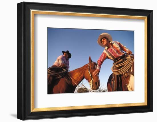 Ranchers with their horses, Horseshoe Working Ranch, Arizona, USA-null-Framed Art Print