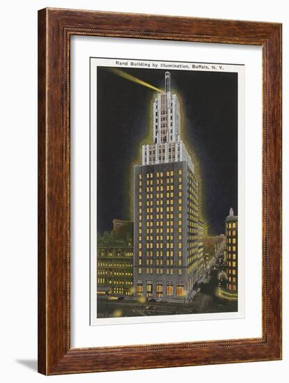 Rand Building at Night, Buffalo-null-Framed Art Print