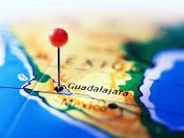Guadalajara Marked on Map-Randall Fung-Photographic Print