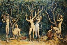 Nymphs Collecting Apples, (Oil on Canvas)-Randolph Schwabe-Giclee Print