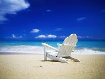 Beach Chair on Empty Beach-Randy Faris-Photographic Print