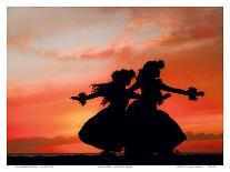 Hula Sisters: Hawaiian Hula Dancers at Sunset-Randy Jay Braun-Framed Art Print