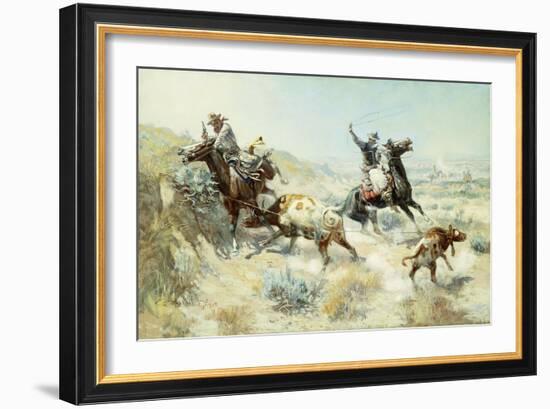 Range Mother, 1908-Charles Marion Russell-Framed Giclee Print