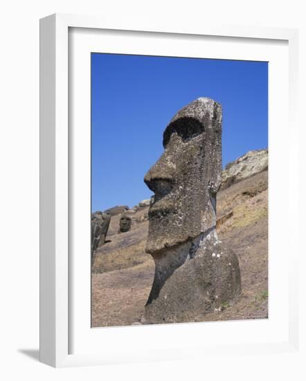 Rano Raraku, Moai on Inner Slopes of Volcanic Crater, Easter Island, Chile, Pacific-Geoff Renner-Framed Photographic Print