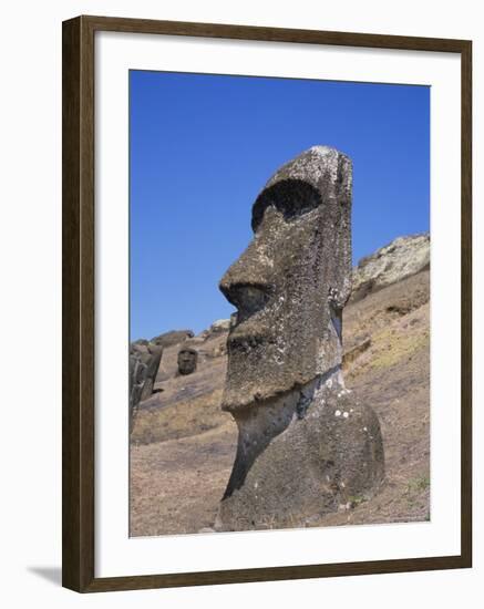 Rano Raraku, Moai on Inner Slopes of Volcanic Crater, Easter Island, Chile, Pacific-Geoff Renner-Framed Photographic Print