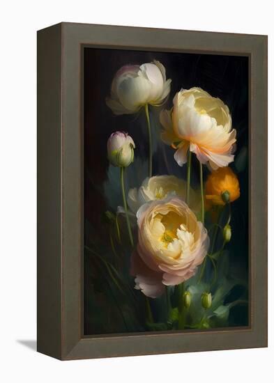 Ranunculus Flowers-Vivienne Dupont-Framed Stretched Canvas