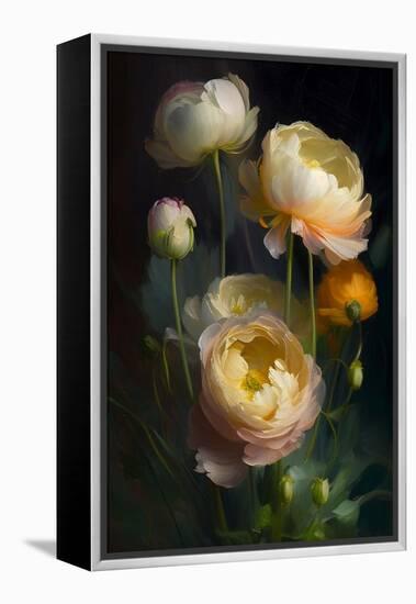 Ranunculus Flowers-Vivienne Dupont-Framed Stretched Canvas