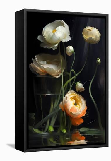 Ranunculus Flowers-Vivienne Dupont-Framed Stretched Canvas