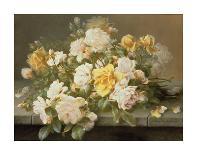 A Still Life with Yellow Roses-Raoul De Longpre-Mounted Photographic Print