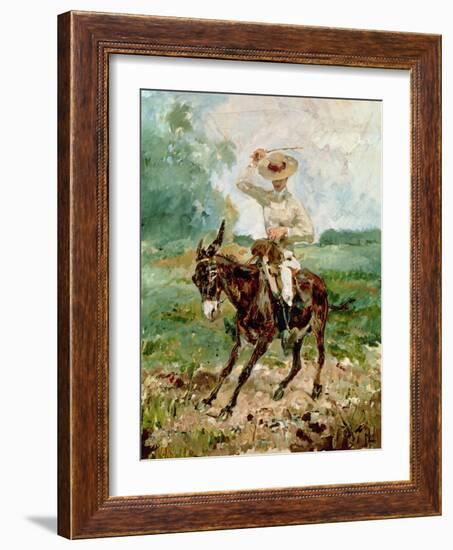 Raoul Tapie De Celeyran (1868-1937) on a Donkey-Henri de Toulouse-Lautrec-Framed Giclee Print