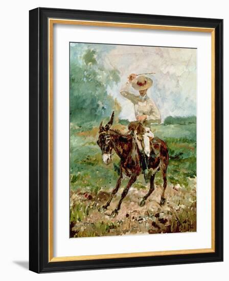 Raoul Tapie De Celeyran (1868-1937) on a Donkey-Henri de Toulouse-Lautrec-Framed Giclee Print