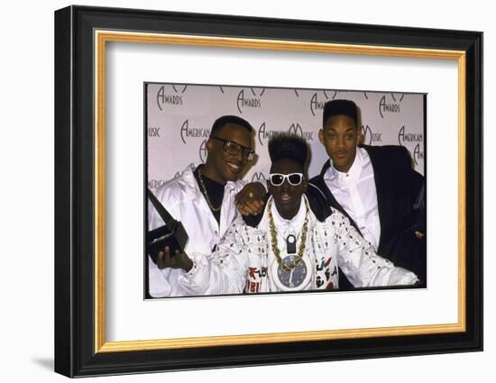 Rap Artists Dj Jazzy Jeff, Flavor Flav and Will Smith at the American Music Awards-null-Framed Photographic Print