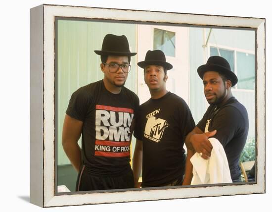 Rap Group Run DMC: Darryl McDaniels, Joe Simmons and Jason Mizell-David Mcgough-Framed Premier Image Canvas