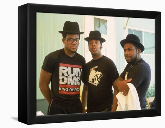 Rap Group Run DMC: Darryl McDaniels, Joe Simmons and Jason Mizell-David Mcgough-Framed Premier Image Canvas