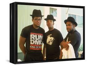 Rap Group Run DMC: Darryl McDaniels, Joe Simmons and Jason Mizell-David Mcgough-Framed Premier Image Canvas
