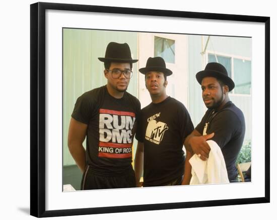 Rap Group Run DMC: Darryl McDaniels, Joe Simmons and Jason Mizell-David Mcgough-Framed Premium Photographic Print