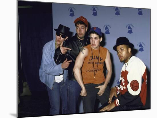 Rap Group the Beastie Boys Adam Horovitz, Adam Yauch, and Mike Diamond with Dj Hurricane-null-Mounted Premium Photographic Print