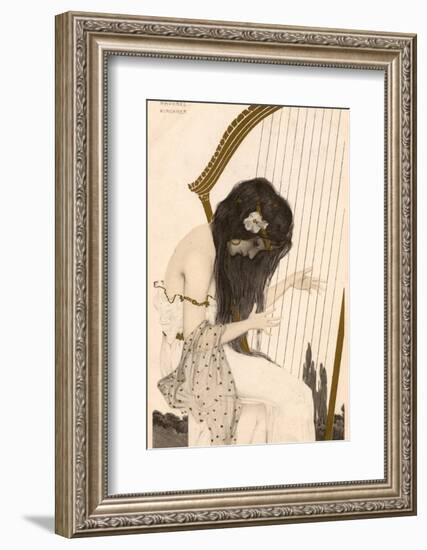 Raphael Kirchner - Art Nouveau Girl Playing the Harp-null-Framed Photographic Print