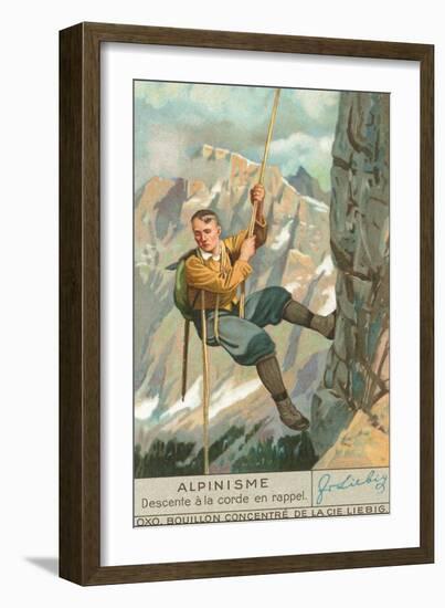 Rappel Rock Climbing-null-Framed Art Print