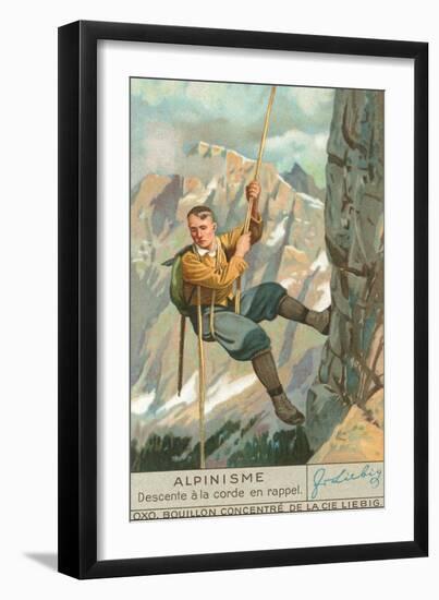 Rappel Rock Climbing-null-Framed Art Print