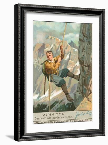 Rappel Rock Climbing-null-Framed Art Print