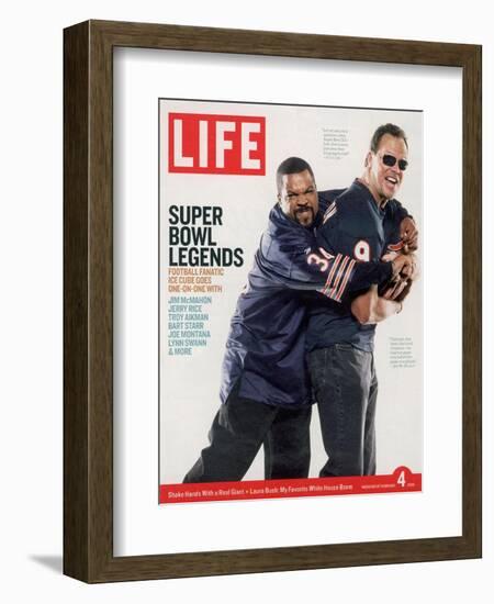 Rapper Ice Cube and Former Bear Quarterback Jim McMahon, February 4, 2005-Sarah Friedman-Framed Photographic Print