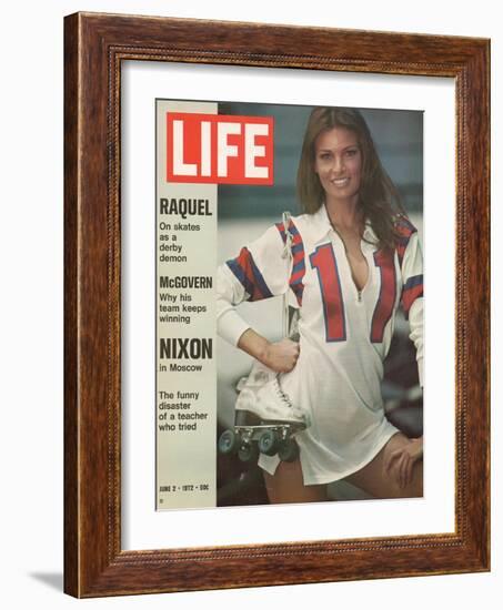 Raquel Welch in Roller Derby Uniform, June 2, 1972-Bill Eppridge-Framed Photographic Print