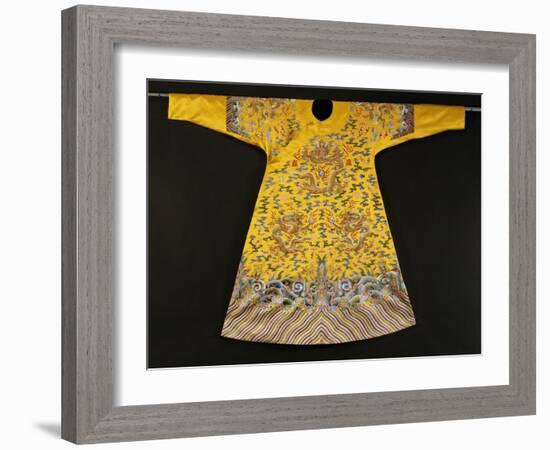 Rare Imperial Embroidered Yellow Silk Twelve Symbol Dragon Robe, Ji Fu, Qianlong Period (1735-1796)-null-Framed Giclee Print